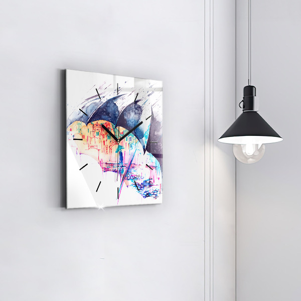 Reloj cuadrado Paraguas y ciudad