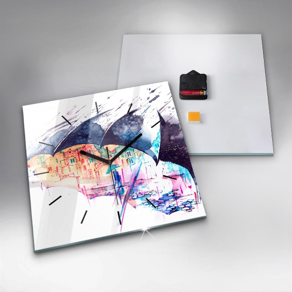 Reloj cuadrado Paraguas y ciudad