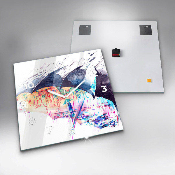 Reloj cuadrado Paraguas y ciudad