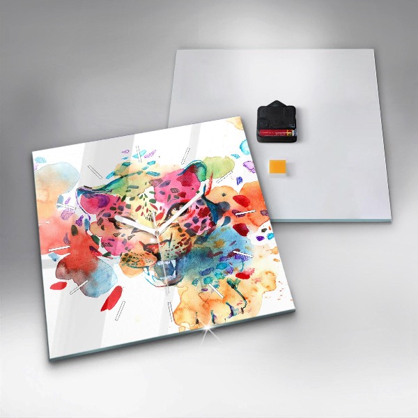 Reloj de pared cuadrado Gato salvaje abstracto