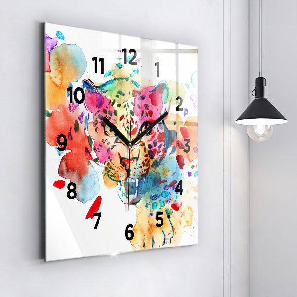 Reloj de pared cuadrado Gato salvaje abstracto