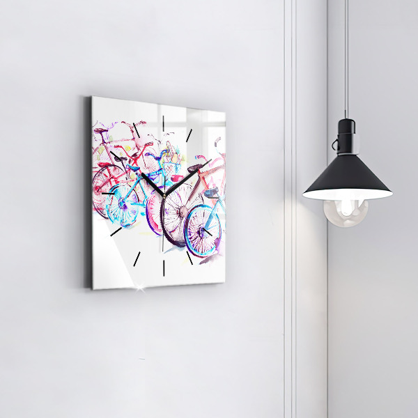 Reloj de pared cuadrado Bicicletas urbanas de colores
