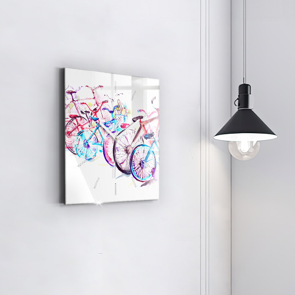 Reloj de pared cuadrado Bicicletas urbanas de colores