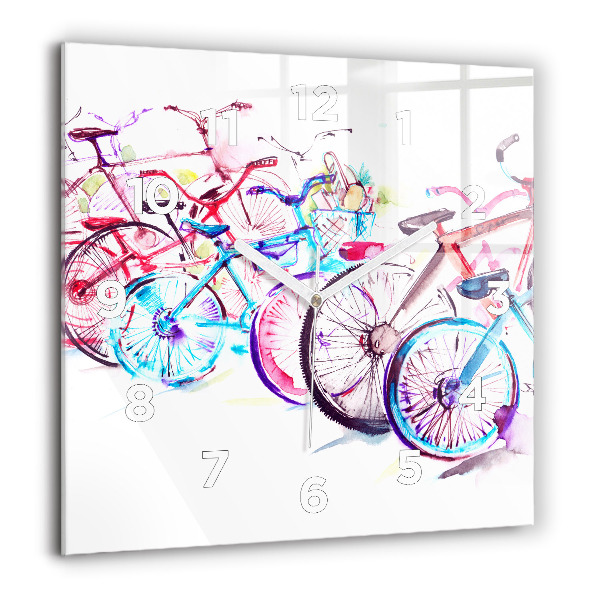 Reloj de pared cuadrado Bicicletas urbanas de colores