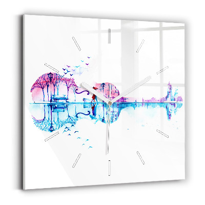 Reloj de pared cuadrado Cello Parque Lago