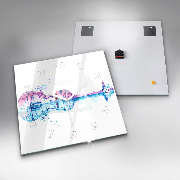 Reloj de pared cuadrado Cello Parque Lago