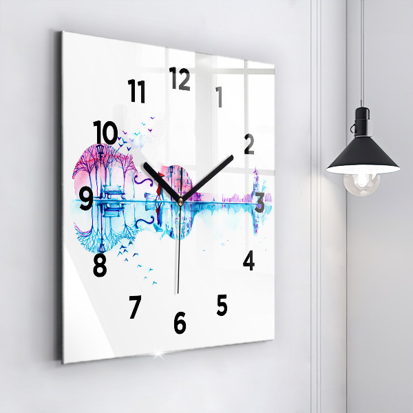 Reloj de pared cuadrado Cello Parque Lago