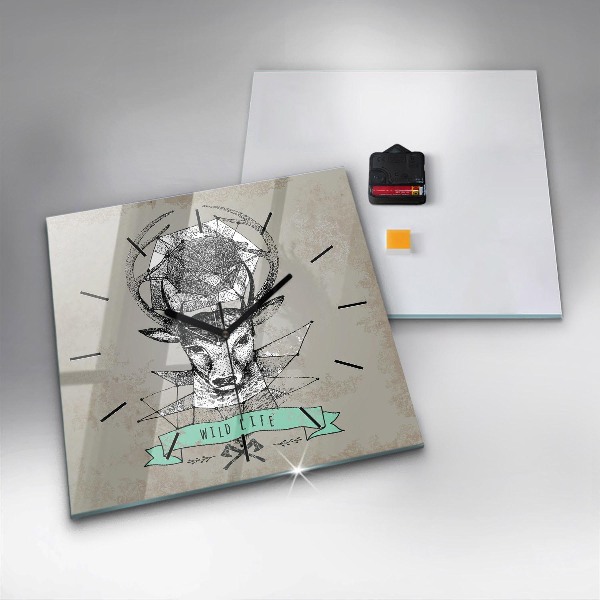 Reloj de pared cuadrado Cabeza de ciervo