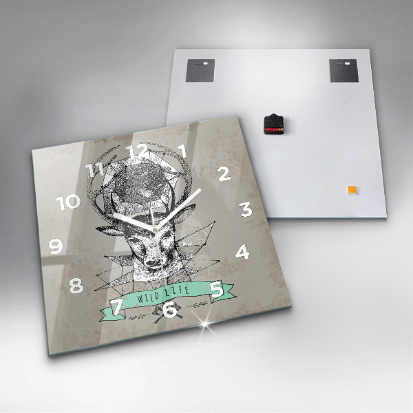 Reloj de pared cuadrado Cabeza de ciervo
