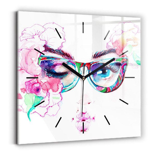 Reloj cuadrado Rostros de mujer con gafas