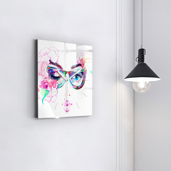 Reloj cuadrado Rostros de mujer con gafas