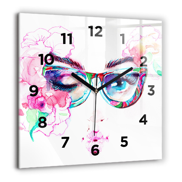 Reloj cuadrado Rostros de mujer con gafas