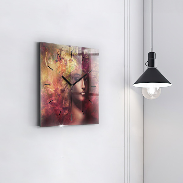 Reloj de pared cuadrado Retrato de mujer