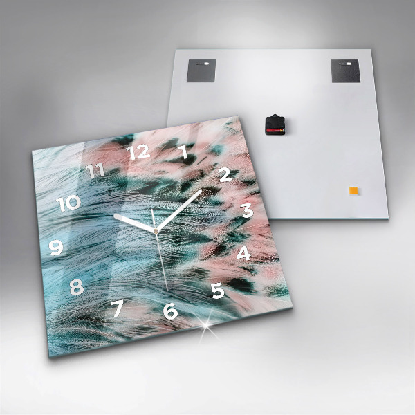 Reloj de pared cuadrado Plumas de colores