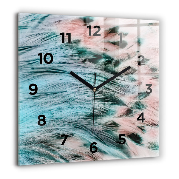 Reloj de pared cuadrado Plumas de colores