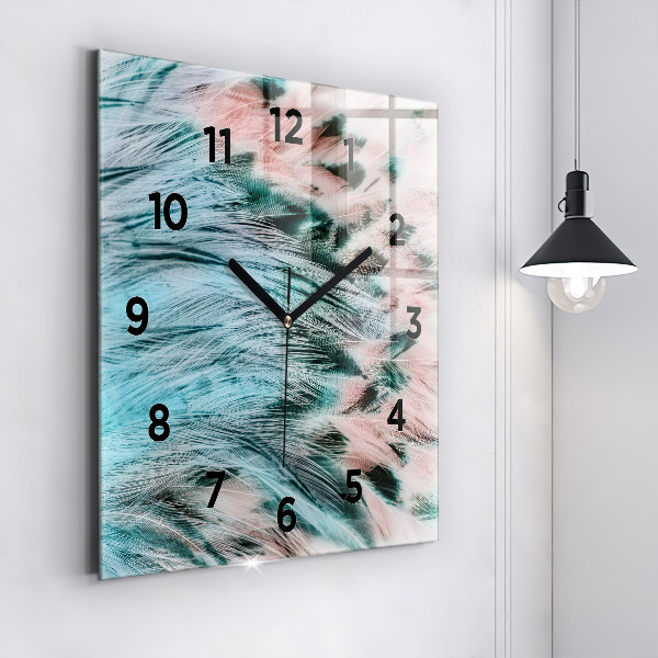 Reloj de pared cuadrado Plumas de colores