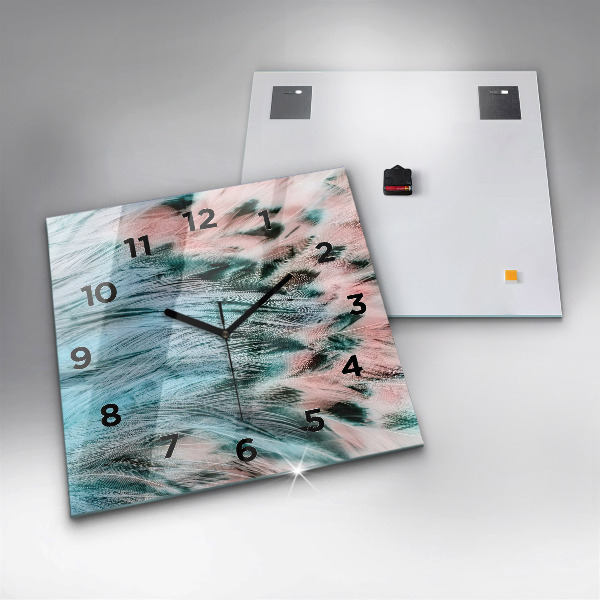 Reloj de pared cuadrado Plumas de colores