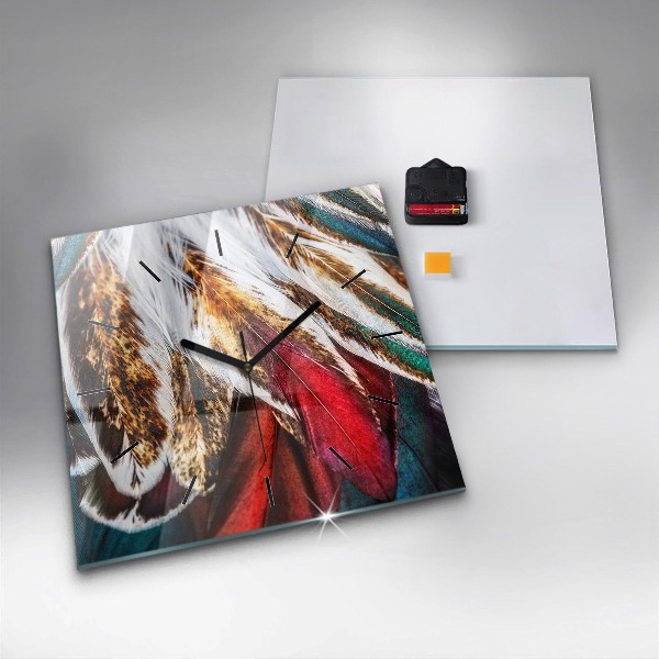 Reloj cuadrado Plumas marrón claro de un pájaro