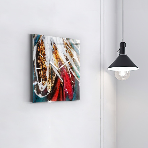 Reloj cuadrado Plumas marrón claro de un pájaro