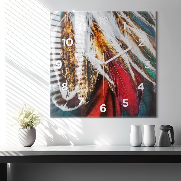 Reloj cuadrado Plumas marrón claro de un pájaro