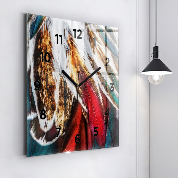 Reloj cuadrado Plumas marrón claro de un pájaro