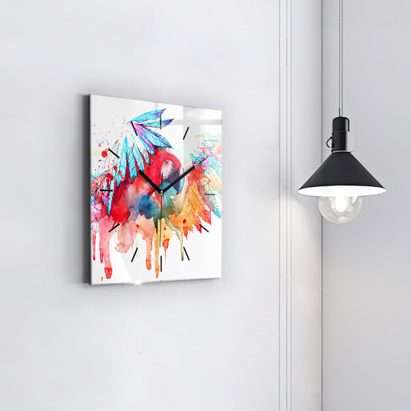 Reloj cuadrado Loro rojo de colores