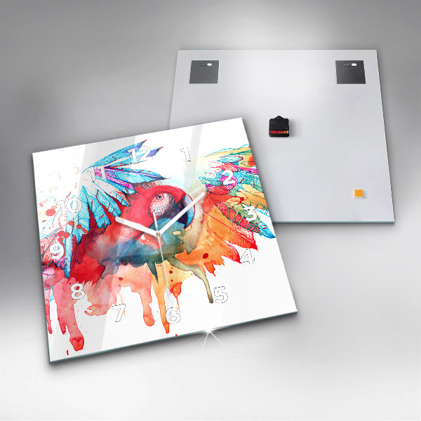 Reloj cuadrado Loro rojo de colores