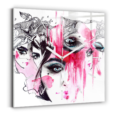 Reloj de pared cuadrado Muchas caras abstracto