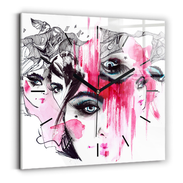 Reloj de pared cuadrado Muchas caras abstracto