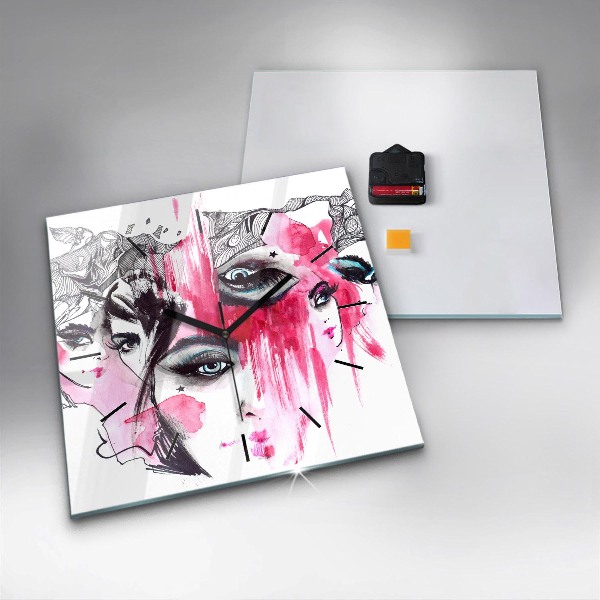 Reloj de pared cuadrado Muchas caras abstracto