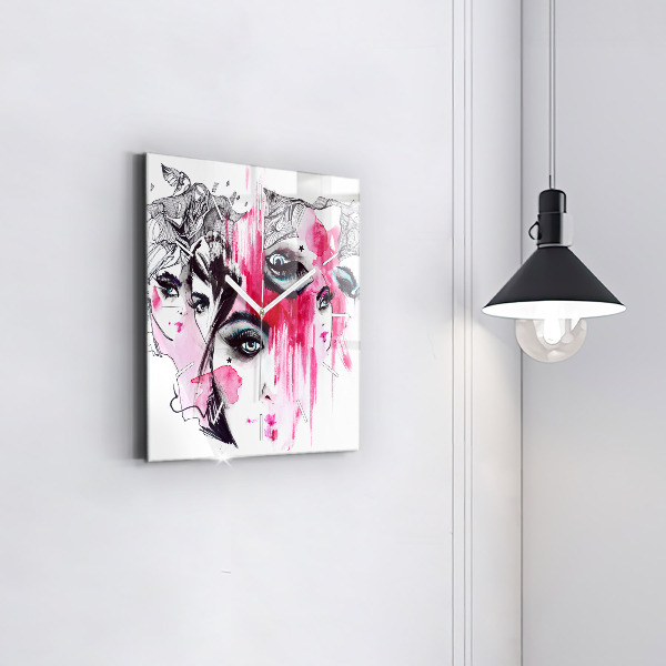 Reloj de pared cuadrado Muchas caras abstracto