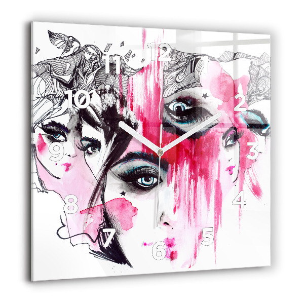 Reloj de pared cuadrado Muchas caras abstracto