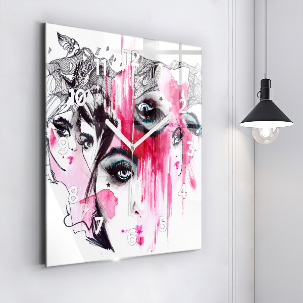 Reloj de pared cuadrado Muchas caras abstracto