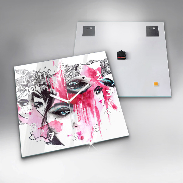 Reloj de pared cuadrado Muchas caras abstracto