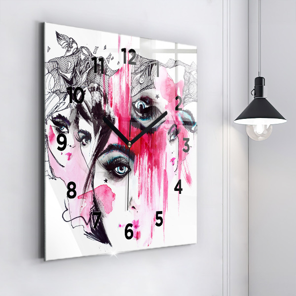 Reloj de pared cuadrado Muchas caras abstracto