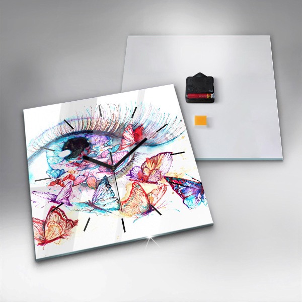 Reloj cuadrado Mariposas de ojos de colores
