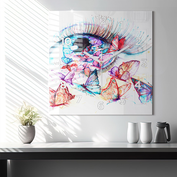 Reloj cuadrado Mariposas de ojos de colores