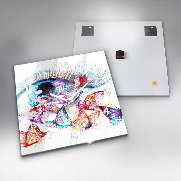 Reloj cuadrado Mariposas de ojos de colores