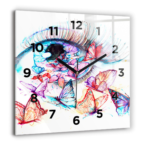 Reloj cuadrado Mariposas de ojos de colores