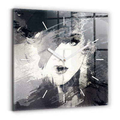 Reloj de pared cuadrado Mujer - acuarela