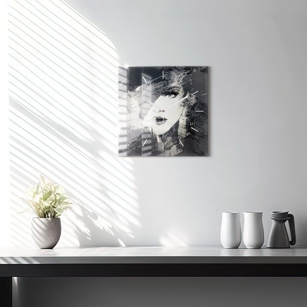 Reloj de pared cuadrado Mujer - acuarela