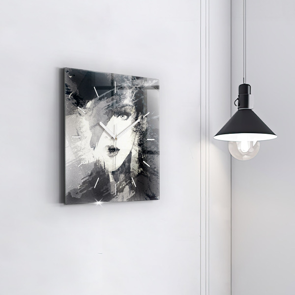 Reloj de pared cuadrado Mujer - acuarela