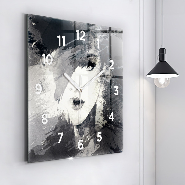 Reloj de pared cuadrado Mujer - acuarela
