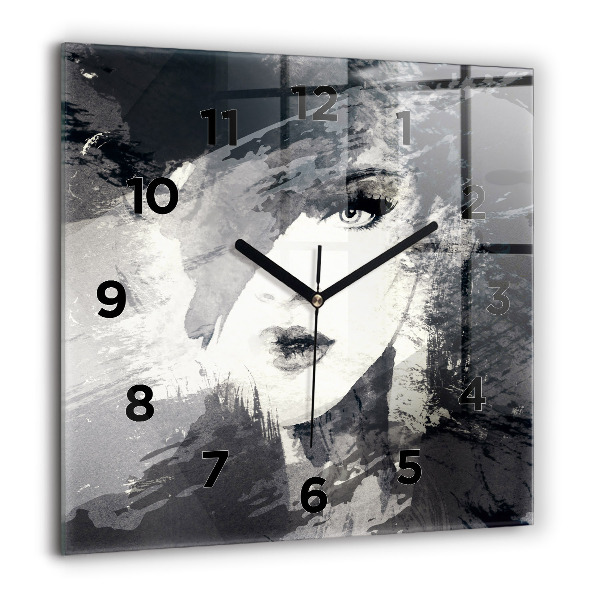 Reloj de pared cuadrado Mujer - acuarela