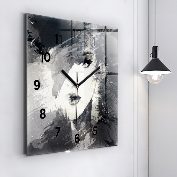 Reloj de pared cuadrado Mujer - acuarela