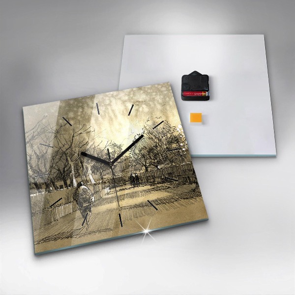 Reloj cuadrado Parque y árboles en sepia