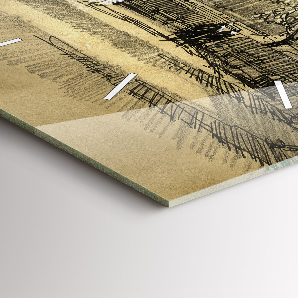 Reloj cuadrado Parque y árboles en sepia