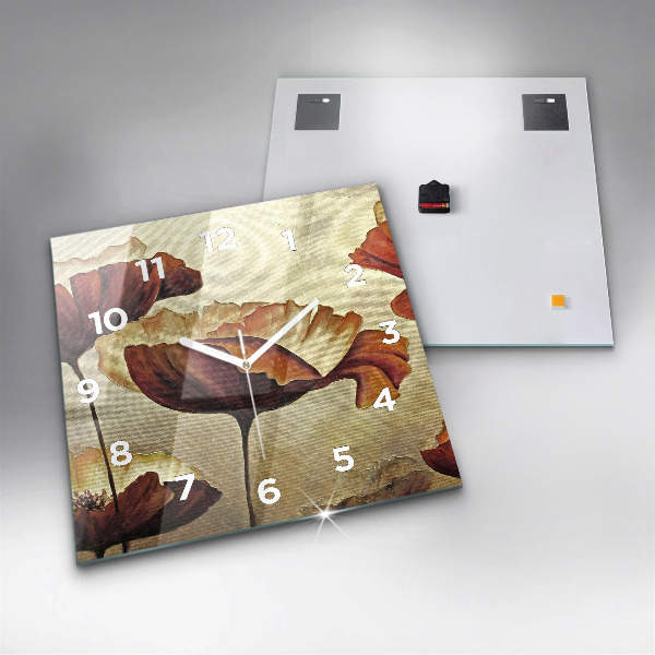 Reloj de pared cuadrado Amapolas pintadas
