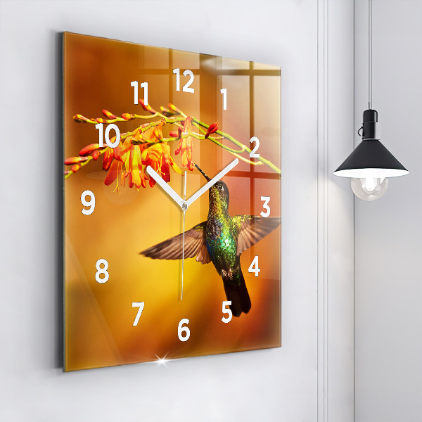 Reloj de pared cuadrado Pájaro colibrí