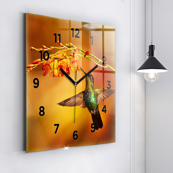 Reloj de pared cuadrado Pájaro colibrí